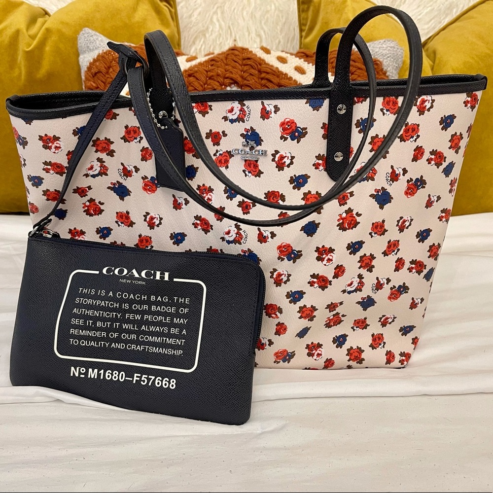 Coach Reversible Floral Tote w/ Pouch